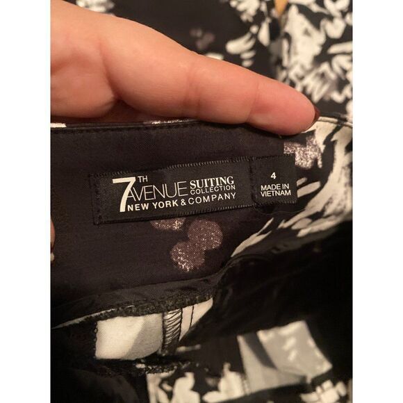 7th Avenue womens black/white floral cropped elastic waist pull on dress pants 4 - Picture 6 of 10